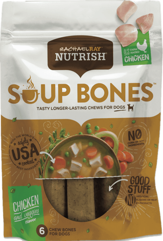 $0.75 for Rachael Ray Nutrish Soup Bones dog treats. Offer available at PetSmart.