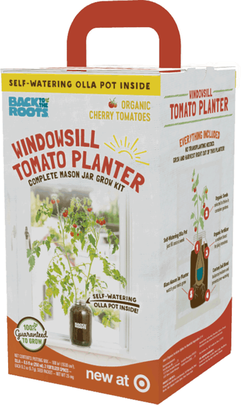 $6.00 for Back to the Roots® Windowsill Tomato Planter. Offer available at Target.