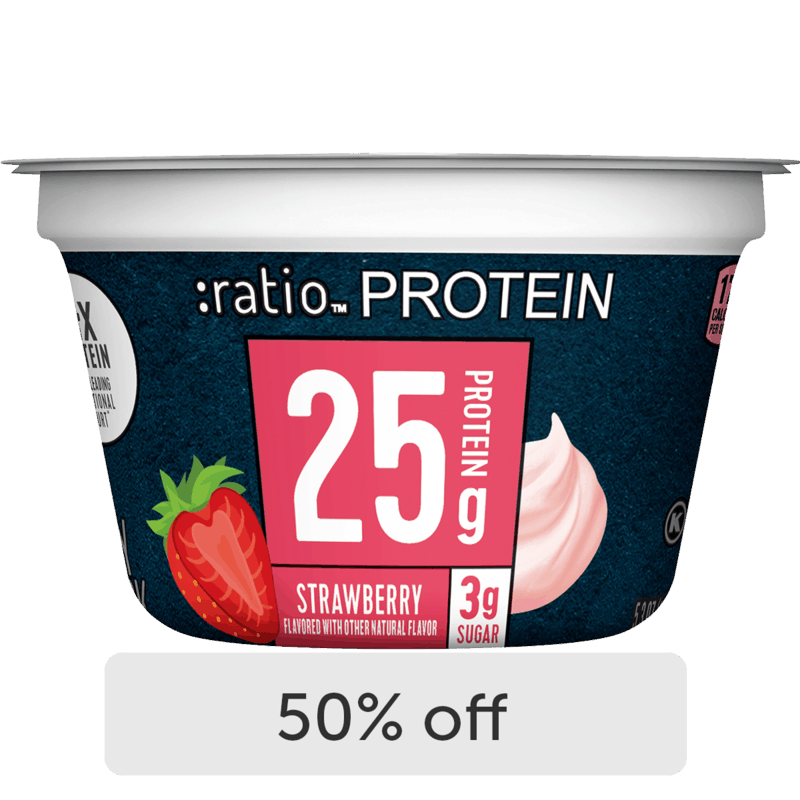 $0.95 for :ratio Protein Dairy Snack. Offer available at Hy-Vee.