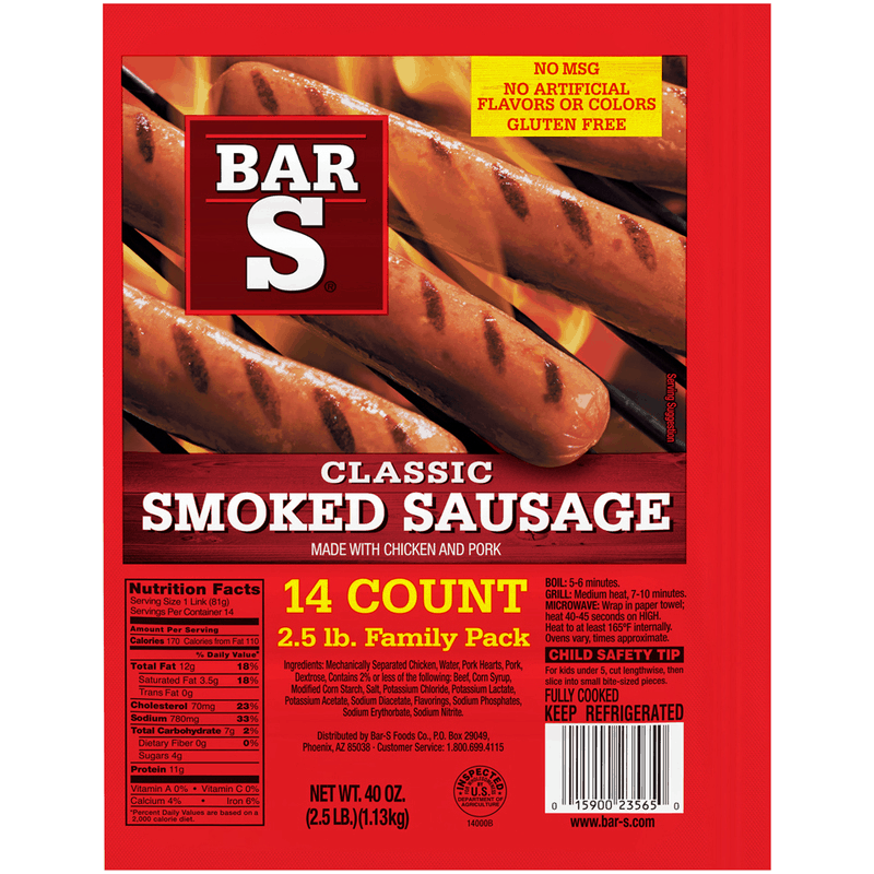 $0.50 for Bar - S Classic Smoked Sausage. Offer available at Walmart, Walmart Pickup & Delivery.