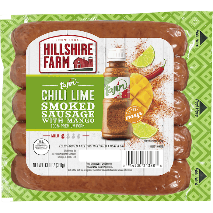 $1.00 for Hillshire Farm® Tajin® Chili Lime Smoked Sausage. Offer available at multiple stores.