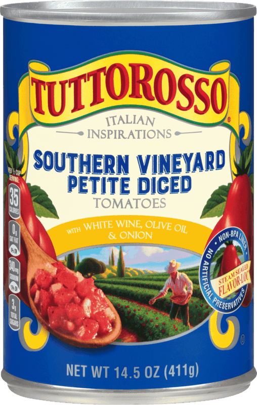 $0.50 for Tuttorosso® Italian Inspirations Southern Vineyard Petite Diced Tomatoes. Offer available at Stop & Shop, ShopRite, Hannaford, Weis Markets, PriceRite.