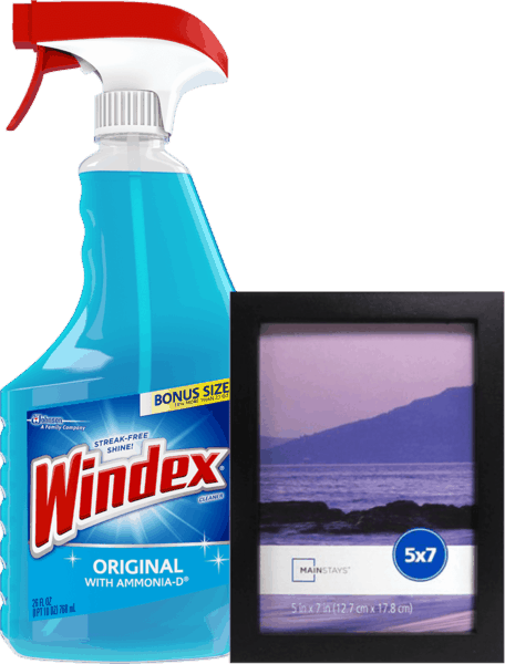 $2.50 for Windex® Original Glass Cleaner & Mainstays™ 5’’x 7’’ Linear Frame Combo. Offer available at Walmart.