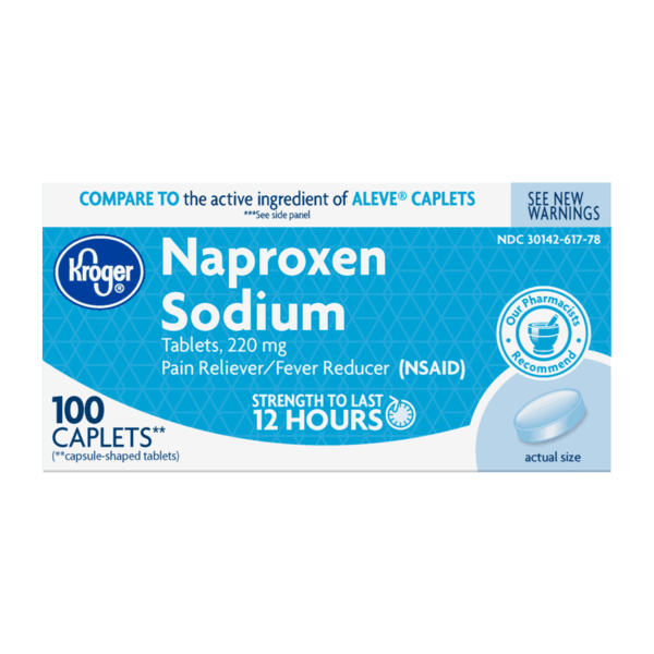 $1.00 for Kroger® Naproxen Sodium Caplets 220mg. Offer available at Kroger.