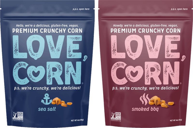 $0.50 for LOVE CORN Premium Crunchy Corn. Offer available at multiple stores.