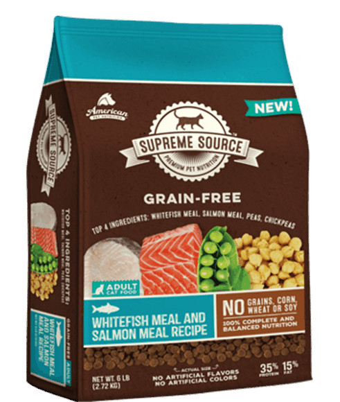 $3.50 for Supreme Source® Grain-Free Cat Food. Offer available at multiple stores.