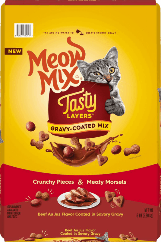 $3.00 for Meow Mix Tasty Layers. Offer available at multiple stores.