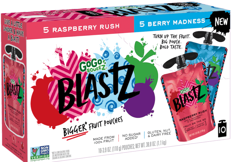 $2.00 for GoGo squeeZ® BlastZ (for Teens) Fruit Pouches. Offer available at Target.