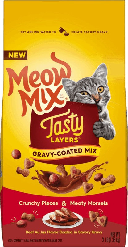 $0.50 for Meow Mix Tasty Layers. Offer available at multiple stores.