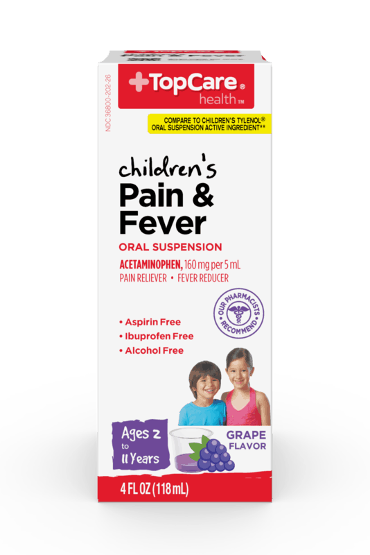 $1.00 for TopCare® Children's Pain & Fever. Offer available at multiple stores.