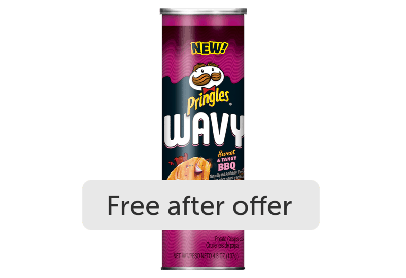 $1.44 for Pringles Wavy. Offer available at Walmart, Walmart Grocery.