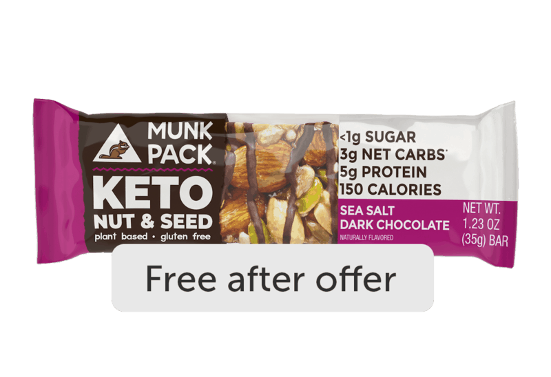 $2.19 for Munk Pack Keto Nut & Seed Single Bar. Offer available at Lowes Foods, Food City.