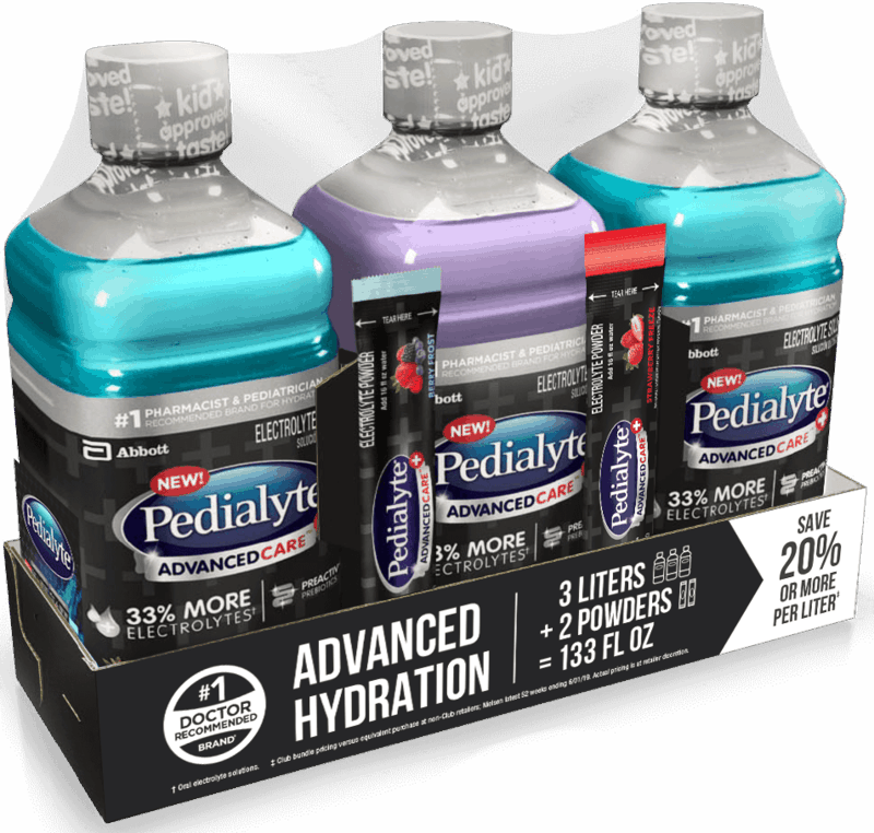 $3.00 for Pedialyte AdvancedCare Plus Electrolyte Solution. Offer available at Sam&#39;s Club.