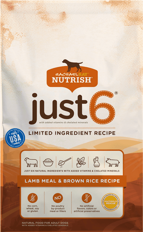 $1.50 for Rachael Ray™ Nutrish® Just 6® Dry Dog Food. Offer available at multiple stores.