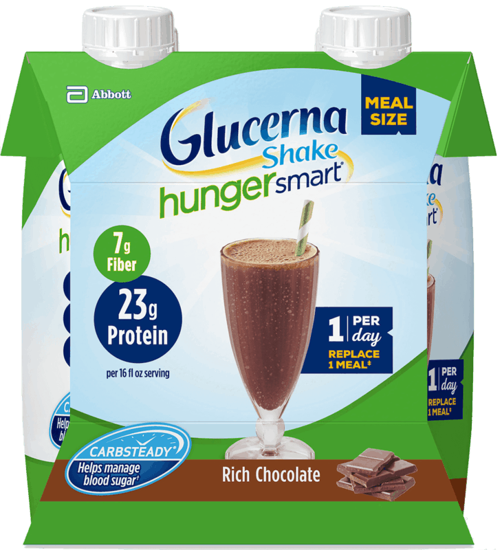 $1.00 for Glucerna® HungerSmart® Meal Size Shakes. Offer available at Walmart.