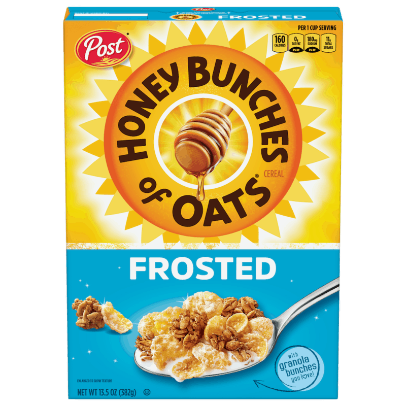 $0.50 for Post Honey Bunches of Oats Frosted. Offer available at multiple stores.