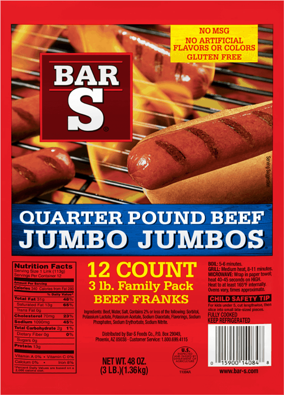 $2.00 for Bar - S Quarter Pound Beef Jumbo Jumbos. Offer available at multiple stores.