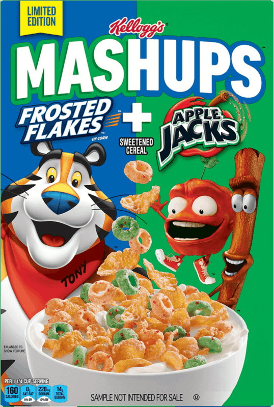 $1.00 for Kellogg’s Frosted Flakes and Apple Jacks Mashup Cereal. Offer available at multiple stores.