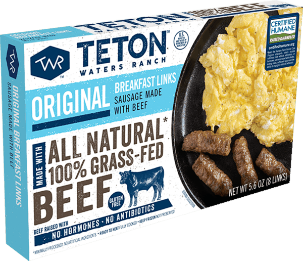 $1.00 for Teton™ Waters Ranch 100% Grass-fed and Finished Beef Breakfast Sausage Links. Offer available at multiple stores.