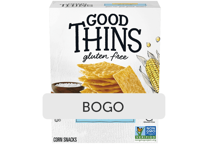 $2.56 for Good Thins. Offer available at Walmart, Walmart Pickup & Delivery.