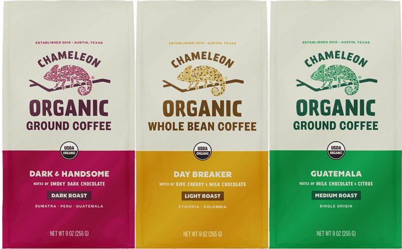 $2.00 for Chameleon Organic Bagged Coffee. Offer available at multiple stores.