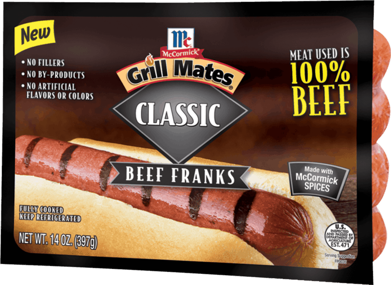 $0.50 for McCormick Grill Mates 100% Beef Franks. Offer available at multiple stores.