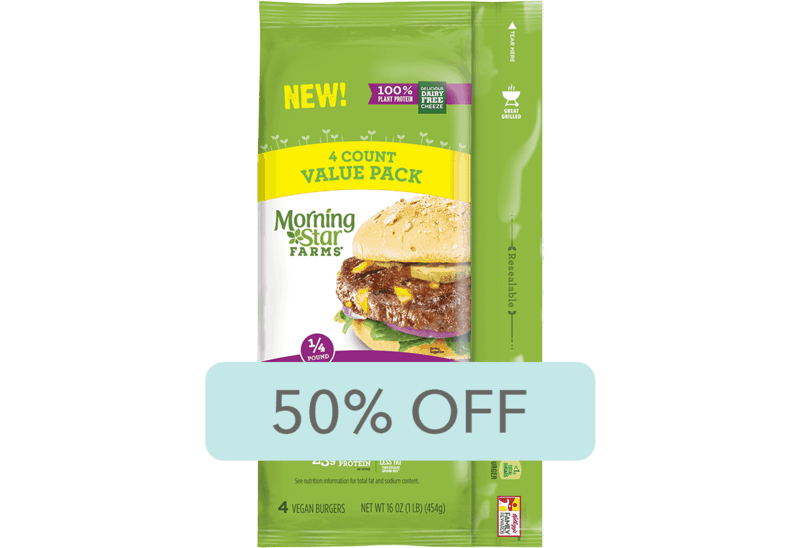 $3.25 for Morning Star Farms® Cheezeburger. Offer available at Walmart.