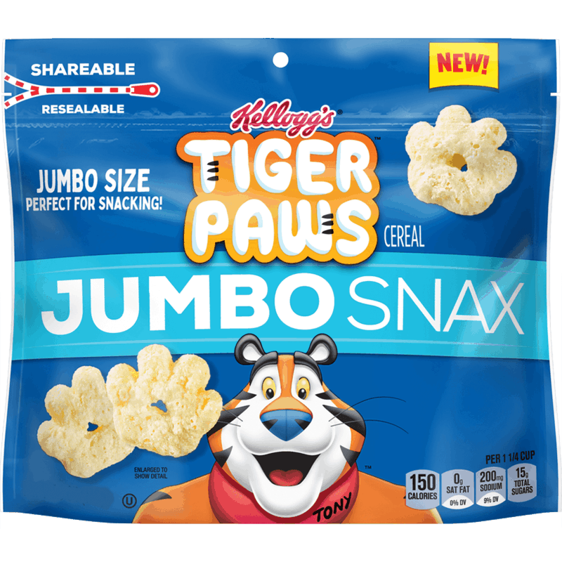 $2.00 for Kellogg's Tiger Paws Jumbo Snax. Offer available at Walmart, Walmart Pickup & Delivery.