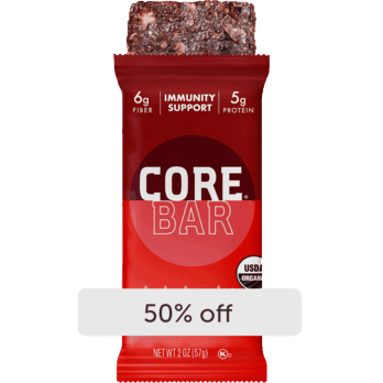 $1.12 for CORE Bar Dark Chocolate Cherry Refrigerated Plant-Based Immunity Bar with Probiotics. Offer available at Walmart, Walmart Pickup & Delivery.