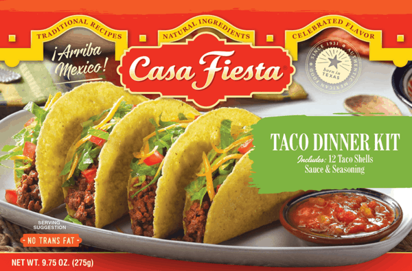 $2.75 for Casa Fiesta® Taco Dinner Kit or Taco Sauce. Offer available at multiple stores.