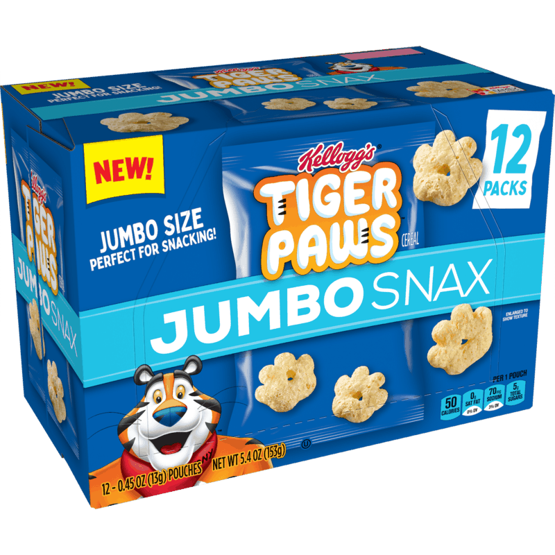 $2.50 for Kellogg's Tiger Paws Jumbo Snax. Offer available at Walmart, Walmart Pickup & Delivery.