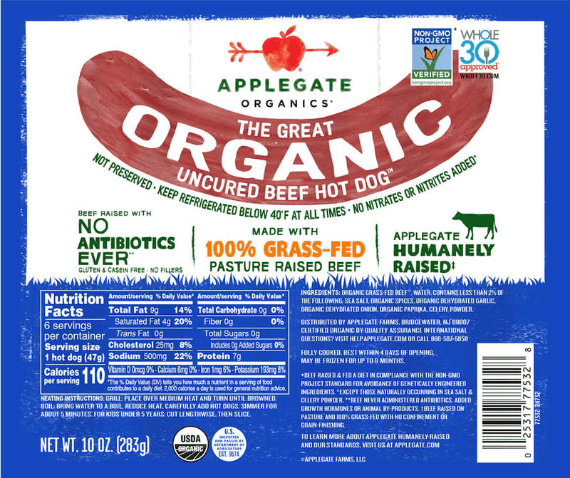 $0.75 for Applegate Naturals Hot Dogs. Offer available at multiple stores.