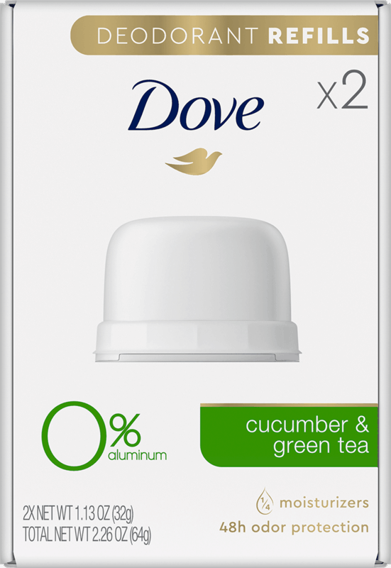 $2.50 for Dove 0% Aluminum Deodorant Refill Kit. Offer available at Walmart, Walmart Pickup & Delivery.