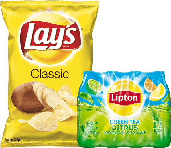 $1.50 for Lay's® Potato Chips & Lipton® Iced Tea Combo. Offer available at multiple stores.
