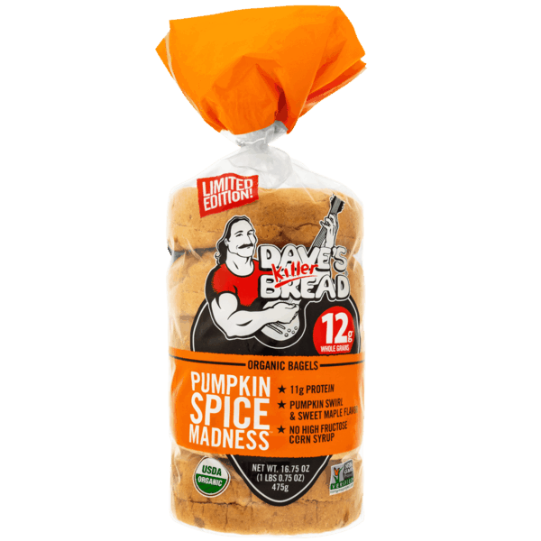 $1.50 for Dave's Killer Bread® Pumpkin Spice Madness™ Bagels. Offer available at multiple stores.