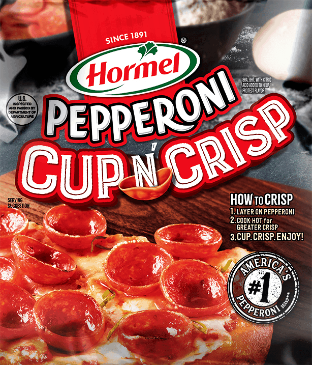 $1.00 for HORMEL® Pepperoni Cup N' Crisp. Offer available at multiple stores.