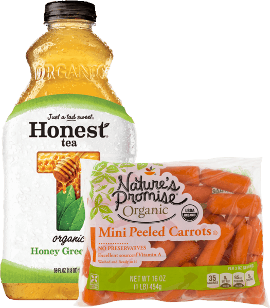 $1.75 for Honest® Tea or Honest Kids® & Nature's Promise® Organic Baby Cut Carrots Combo. Offer available at Stop & Shop, Martin&#39;s (IN, MI), Giant (DC,DE,VA,MD), GIANT (PA,WV,MD,VA), MARTIN&#39;S.