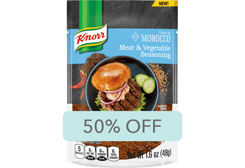 $1.50 for Knorr Taste of Morocco Meat & Vegetable Seasoning. Offer available at Walmart, Walmart Grocery.