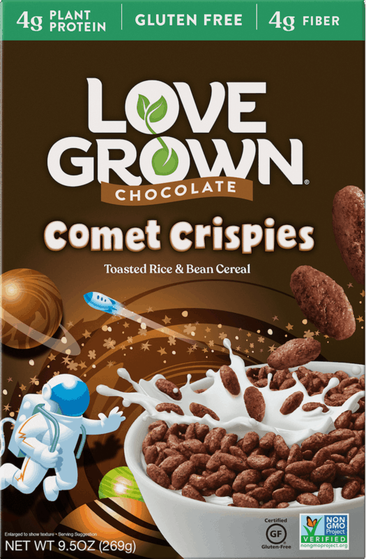 $1.00 for Love Grown Chocolate Comet Crispies Kid's Cereal. Offer available at Walmart.