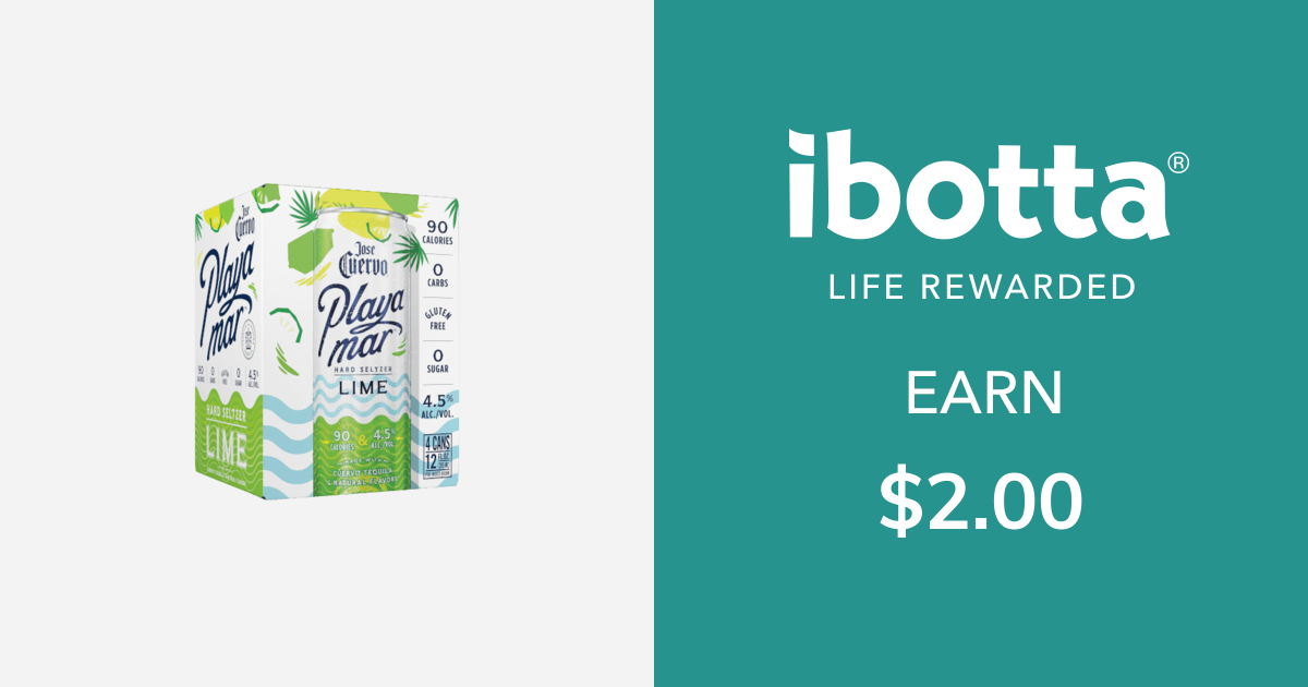 Get $2.00 back on Jose Cuervo Margaritas or Playamar, offer includes: •Authentic Margarita 1.75L bottle •Golden Margarita 1.75L bottle •Sparkling Margarita 4 pack cans •Playamar 4 pack cans