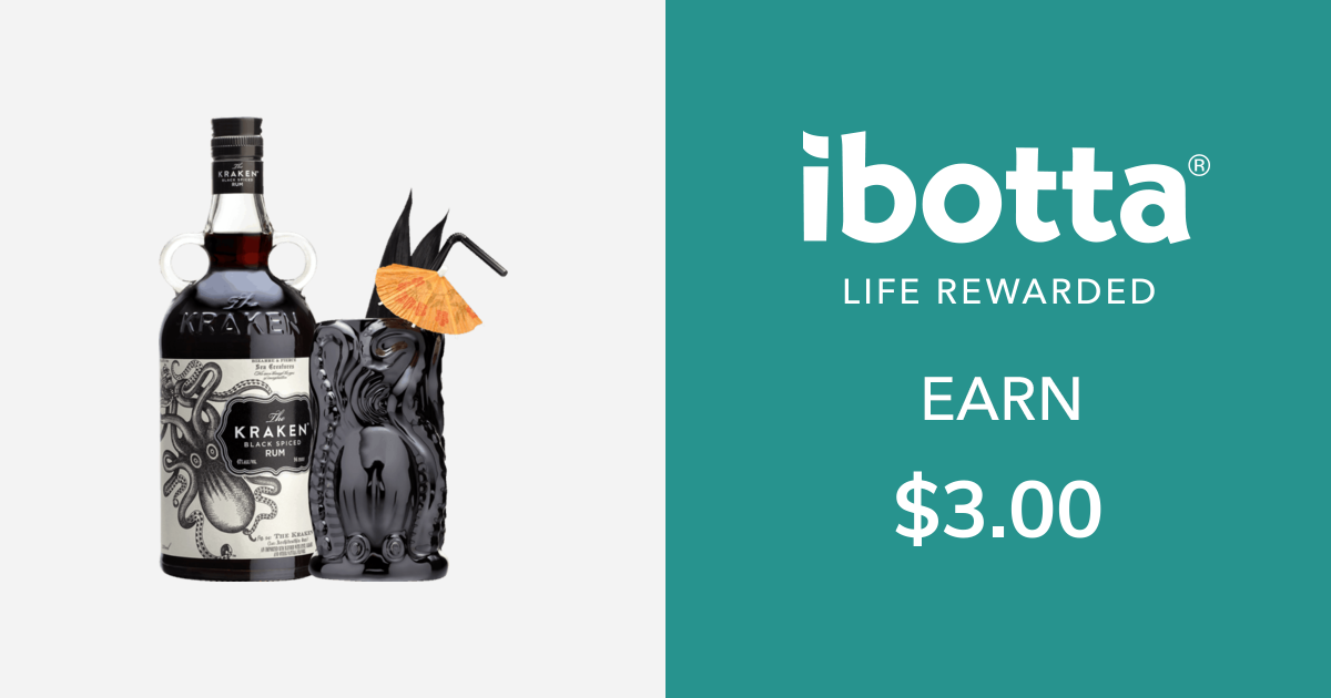 Get $3.00 back on The Kraken Black Spiced Rum, 1 mixed drink or cocktail.Heads up! Must submit an itemized receipt that has The Kraken Black Spiced Rum listed to get cash back. Discount may not exceed the price of cost of goods. For restaurant dine-in or take-out (where legal).