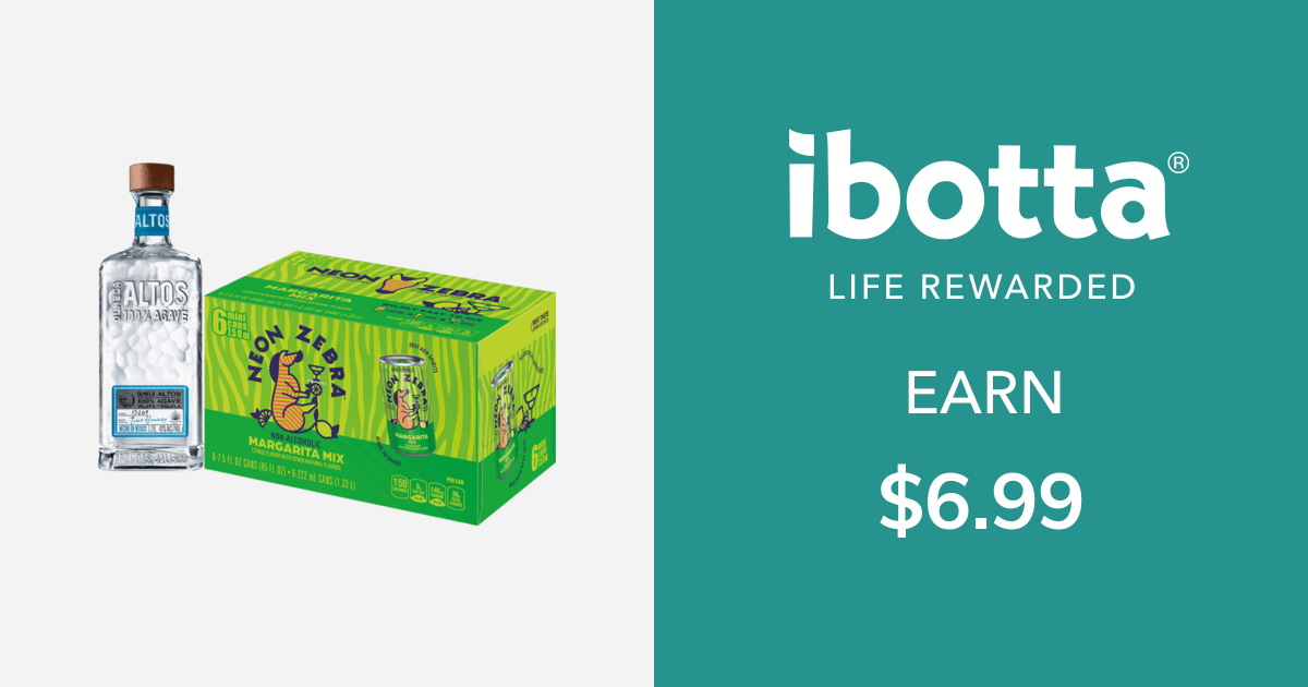 Product 1: Altos Tequila Plata, 1.75 L bottleProduct 2: Neon Zebra Margarita Mix, 6 pkBoth products must be purchased on the same receipt to receive credit for this offer.You can redeem this offer at any in-store retailer where this product is available.