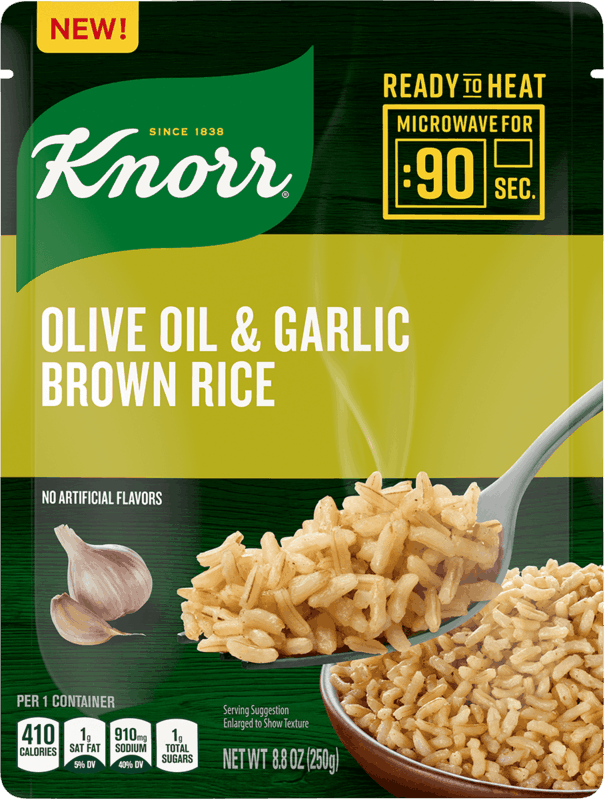 $0.50 for Knorr Ready to Heat Olive Oil & Garlic Brown Rice. Offer available at multiple stores.