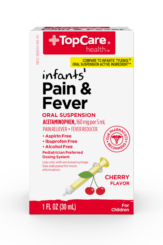 $1.00 for TopCare® Infants' Pain & Fever. Offer available at multiple stores.