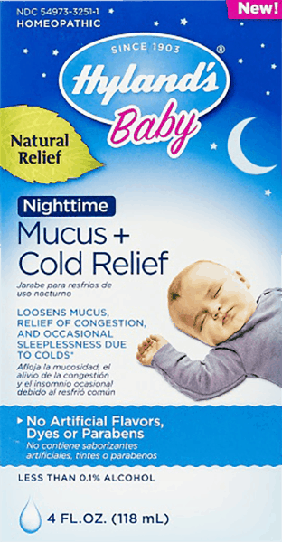 $1.25 for Hyland's® Baby Nighttime Mucus + Cold Relief. Offer available at multiple stores.