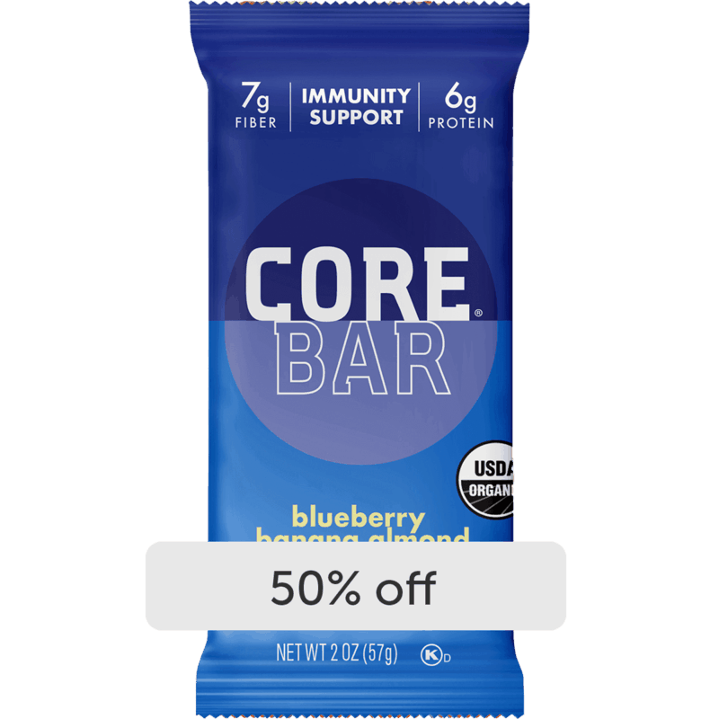 $1.12 for CORE Bar Blueberry Banana Almond Refrigerated Plant-Based Immunity Bar with Probiotics. Offer available at Walmart, Walmart Pickup & Delivery.