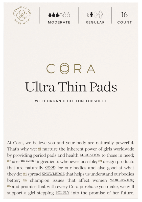 $0.75 for Cora Pads or Liners with Organic Cotton Topsheet. Offer available at multiple stores.