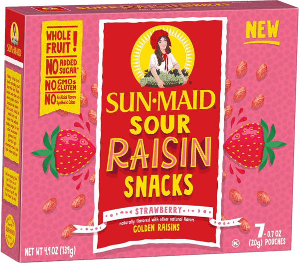 $1.00 for Sun-Maid® Sour Raisin Snacks. Offer available at multiple stores.