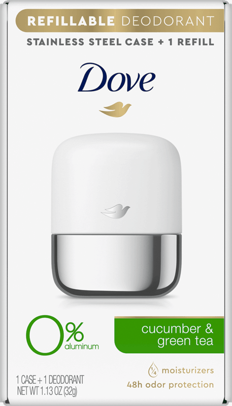 $3.75 for Dove 0% Aluminum Deodorant Refillable Starter Kit. Offer available at Walmart, Walmart Pickup & Delivery.