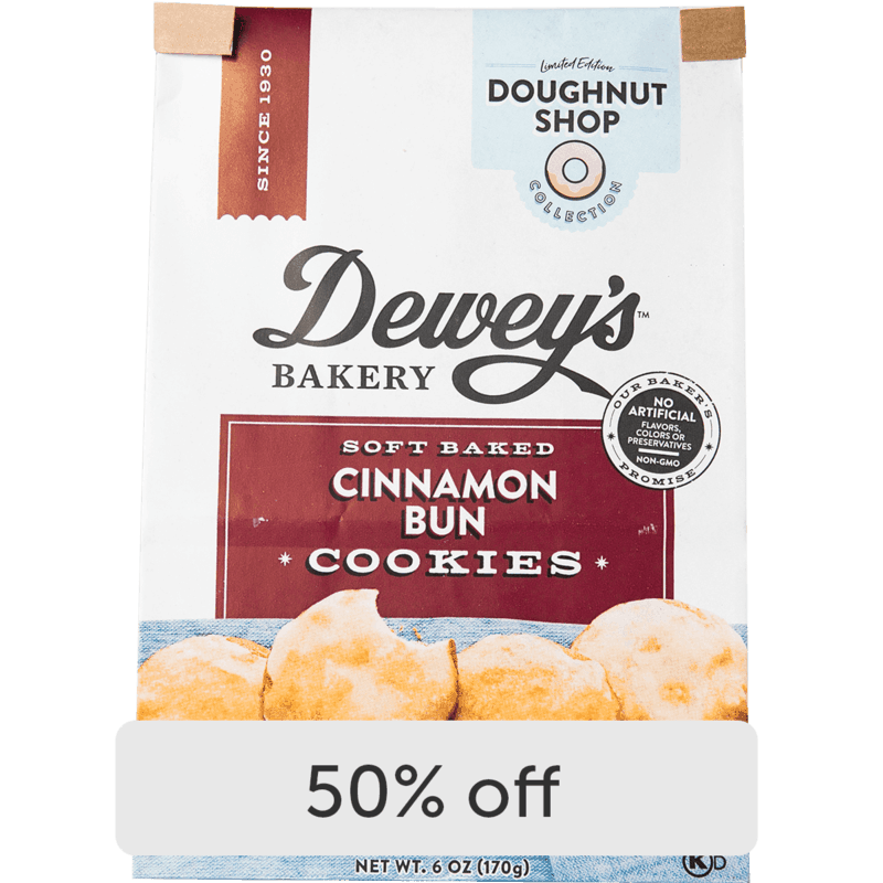 $2.00 for Dewey’s Bakery Soft Baked Cookies and Cookie Thins. Offer available at Save Mart (Food Giant).